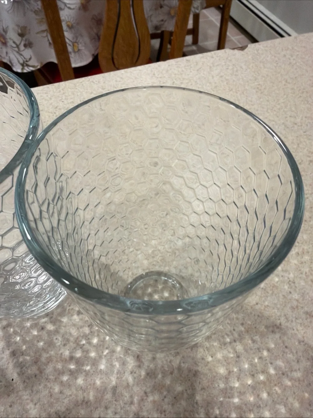 Vintage Pasabuhce Clear Hex-Pattern Glass 5.5 in Tumblers - Set of 4 honeycomb